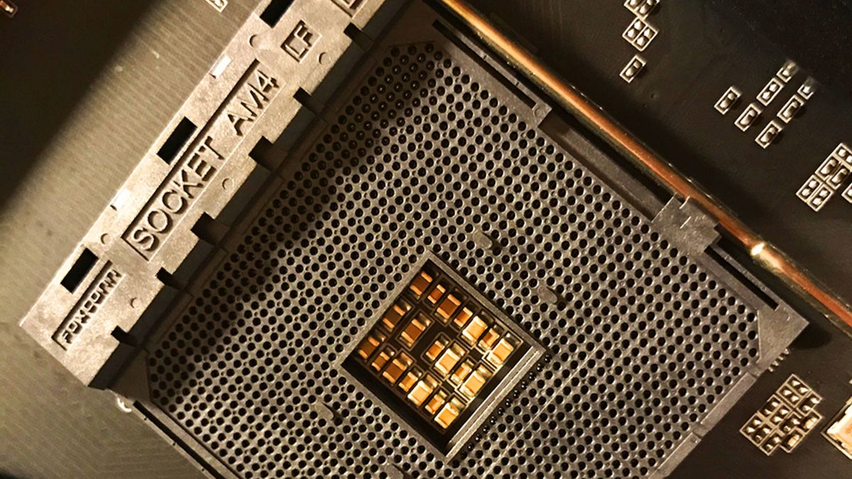 A close-up photo of AMD