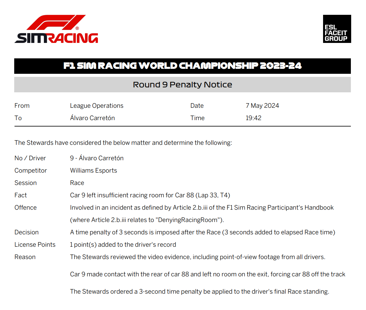 2023-24 Round 9 Race Offence No 504 - Car 9